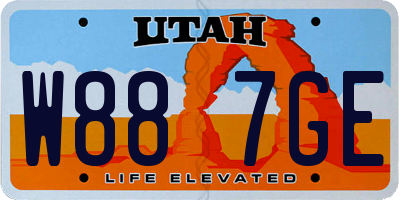UT license plate W887GE
