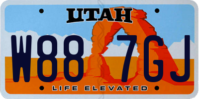 UT license plate W887GJ