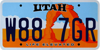 UT license plate W887GR