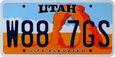 UT license plate W887GS