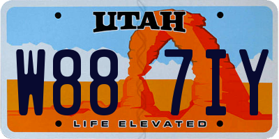 UT license plate W887IY