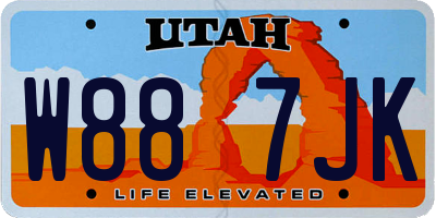 UT license plate W887JK
