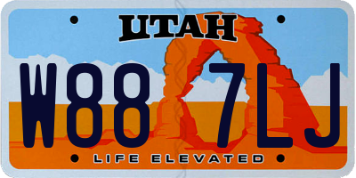 UT license plate W887LJ
