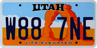 UT license plate W887NE