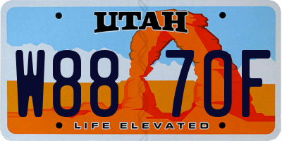 UT license plate W887OF