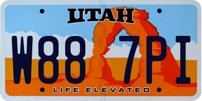 UT license plate W887PI