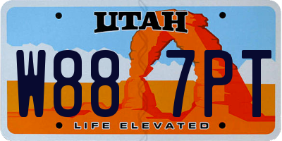 UT license plate W887PT