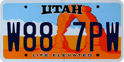 UT license plate W887PW