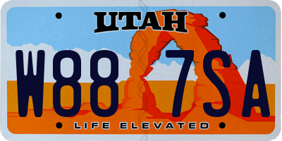 UT license plate W887SA