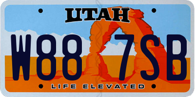 UT license plate W887SB