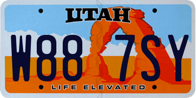 UT license plate W887SY