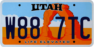 UT license plate W887TC
