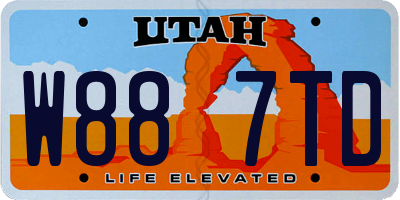 UT license plate W887TD