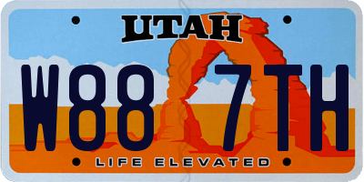 UT license plate W887TH