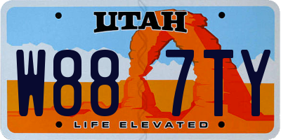 UT license plate W887TY