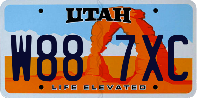 UT license plate W887XC