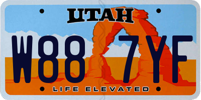 UT license plate W887YF