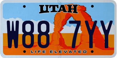 UT license plate W887YY