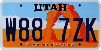 UT license plate W887ZK