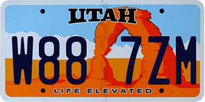 UT license plate W887ZM