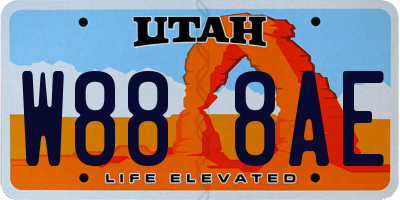 UT license plate W888AE