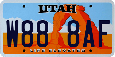 UT license plate W888AF