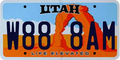 UT license plate W888AM