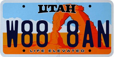 UT license plate W888AN