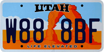 UT license plate W888BF