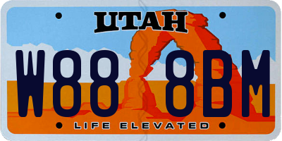 UT license plate W888BM