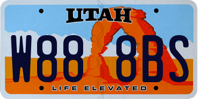 UT license plate W888BS