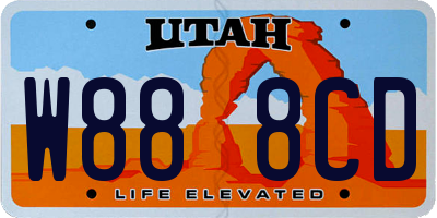 UT license plate W888CD