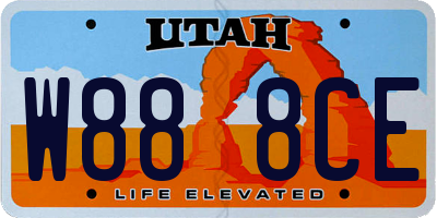 UT license plate W888CE