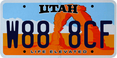 UT license plate W888CF