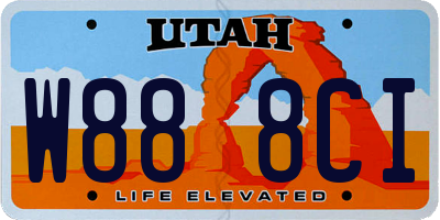 UT license plate W888CI