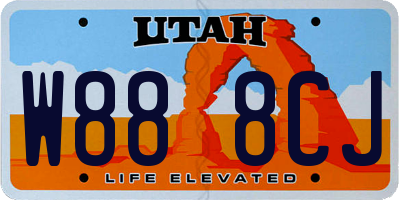 UT license plate W888CJ