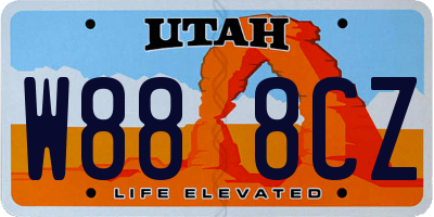 UT license plate W888CZ