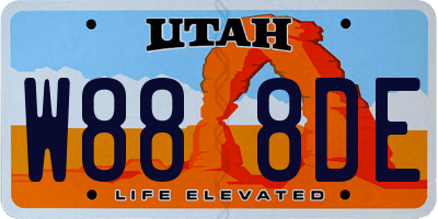 UT license plate W888DE