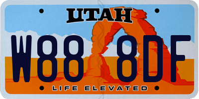 UT license plate W888DF