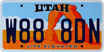 UT license plate W888DN