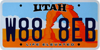 UT license plate W888EB