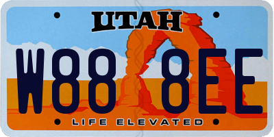UT license plate W888EE