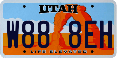 UT license plate W888EH