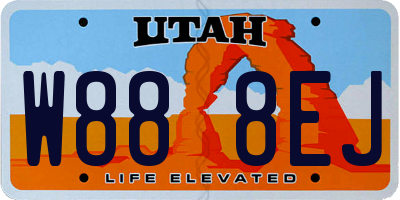 UT license plate W888EJ