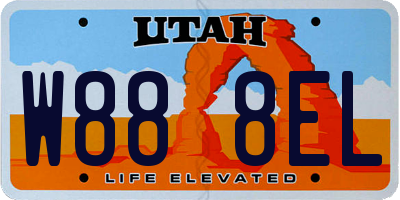 UT license plate W888EL