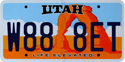 UT license plate W888ET