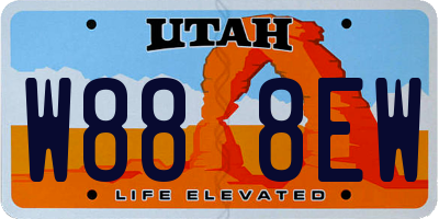 UT license plate W888EW