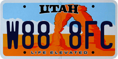 UT license plate W888FC