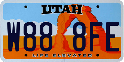 UT license plate W888FE