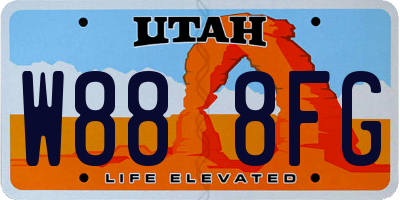 UT license plate W888FG